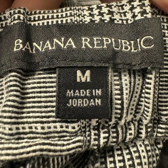 Banana Republic Plaid Black White Ankle Elastic Waist Pants Size Medium - Picture 6 of 7
